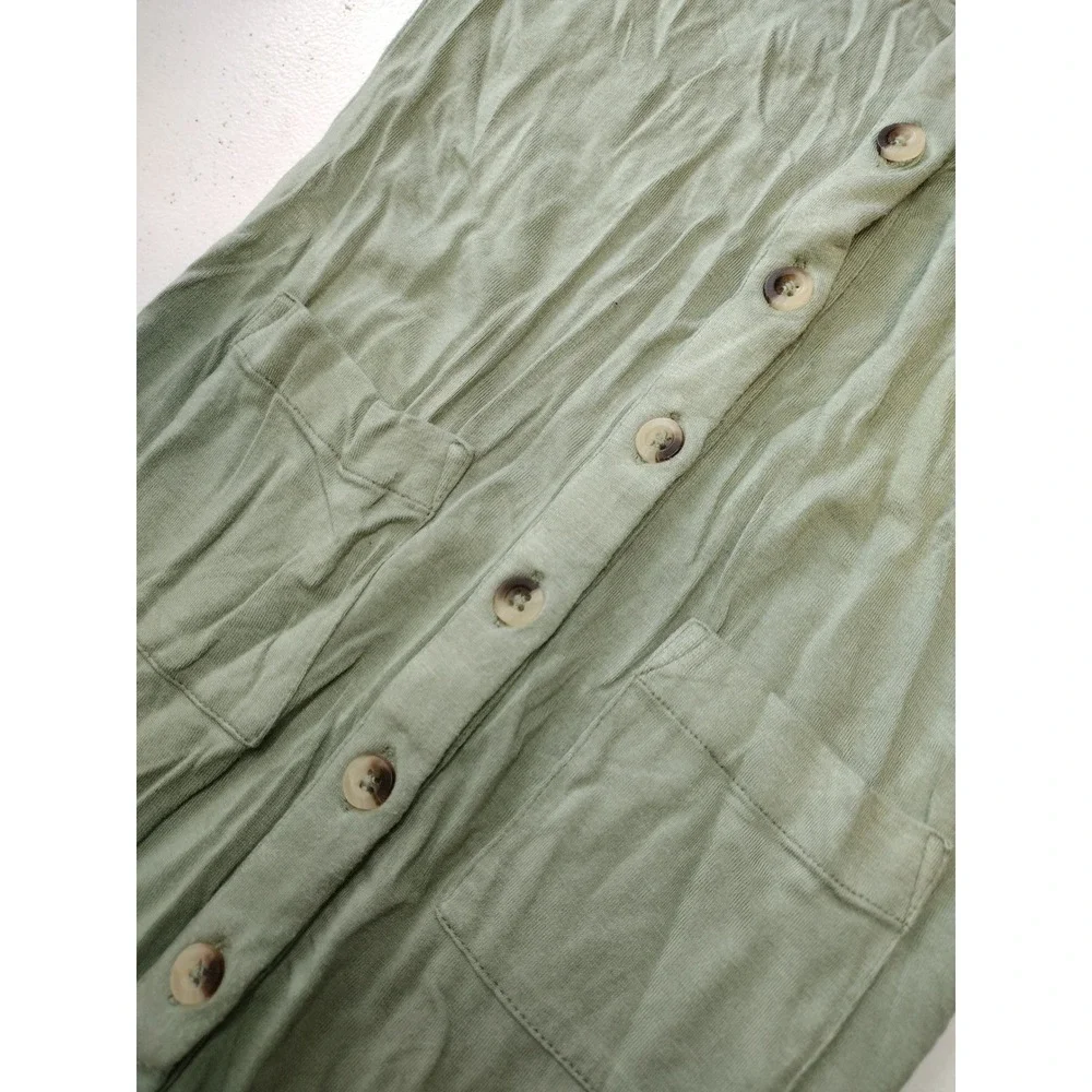 Kate Quinn Sage Green‎ Bamboo Viscose Long Sleeve Button Romper 2T